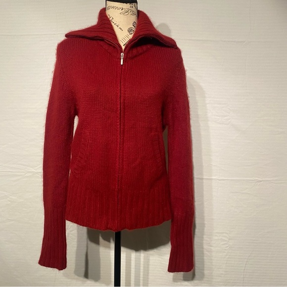 Roots red angora wool zip cardigan - Picture 2 of 5